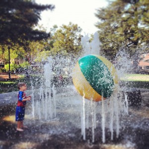 Charlie Molin boy and ball in fountain